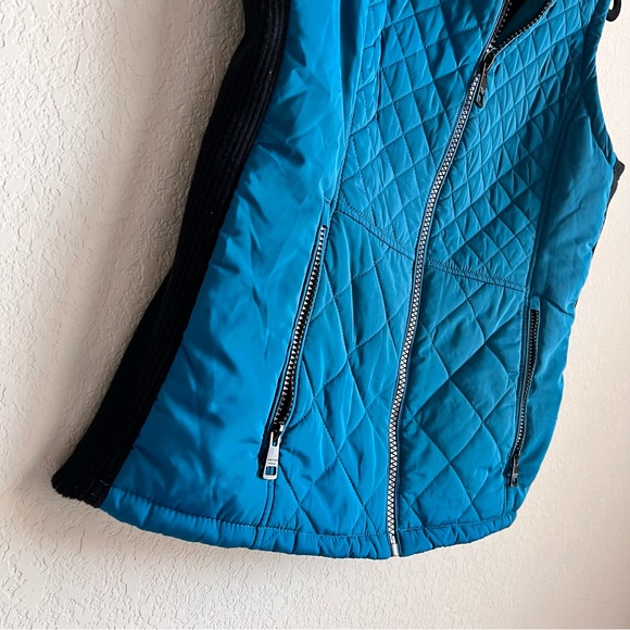 ANDREW MARC Full Zip Up Quilted Women’s Puffer Vest Turquoise Black Size Large - Picture 2 of 9
